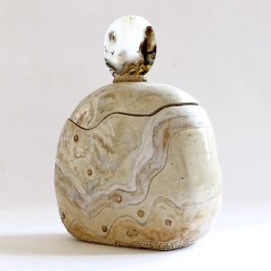 Céramique boîte sculptée flacon tranche d’agate polie