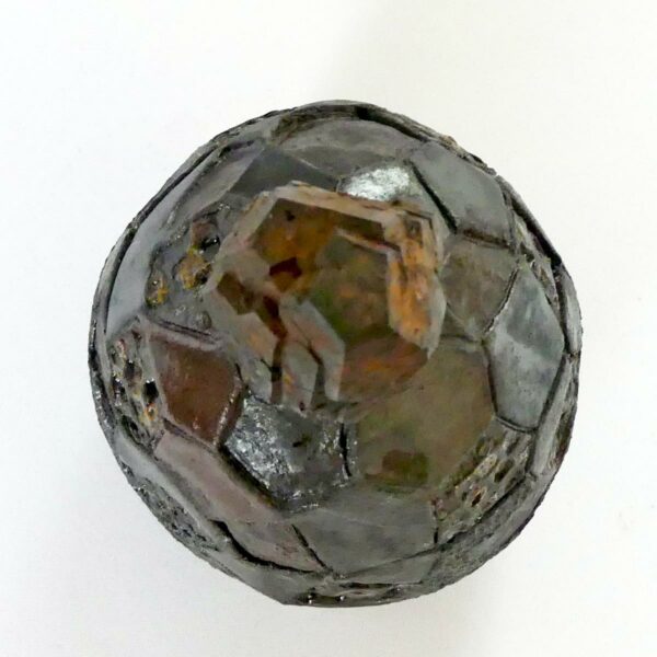 Petite boîte sculptée ronde Pyrite Goethite