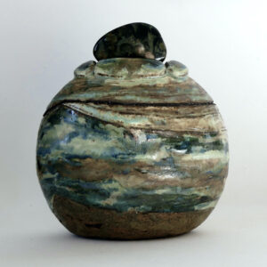 Céramique boite sculptée petit flacon "Pluie d'automne"