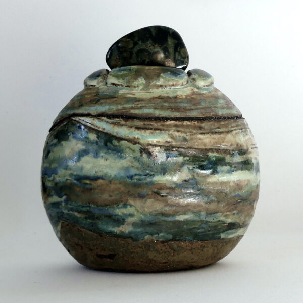 Céramique boite sculptée petit flacon "Pluie d'automne"