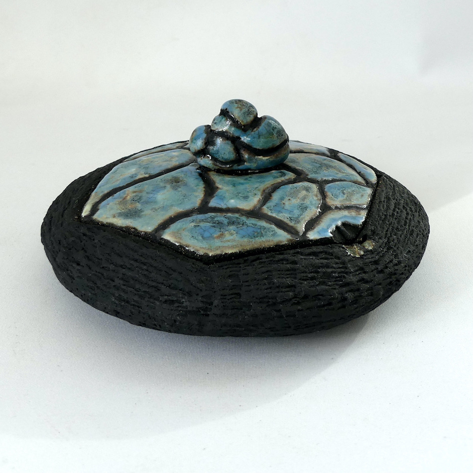 Céramique boite singulière disque "Pseudo Turquoise"