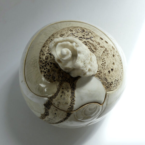 Céramique boite sculptée "Blanche Spirale"